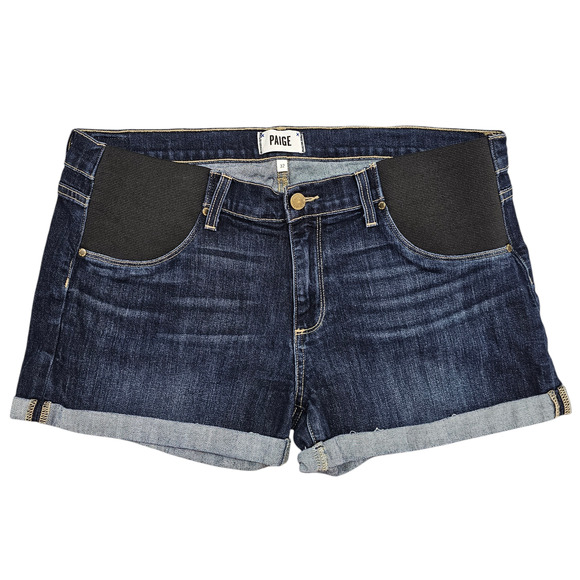Paige Maternity Shorts Womens Size 32 Jimmy Jimmy Stretchy Denim Rolled Cuff - Picture 1 of 15